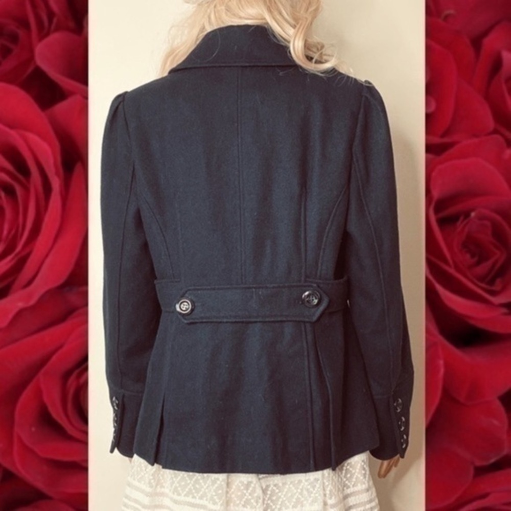 GUESS WOOL DOUBLE BREASTED BLACK PEACOAT JACKET M - Picture 6 of 10